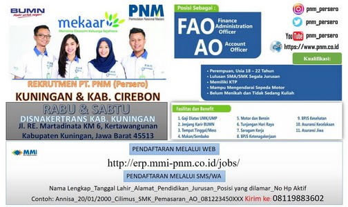 Lowongan Pegawai PT PNM Kuningan & Kabupaten Cirebon
