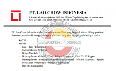 PT. Lao Chow Indonesia