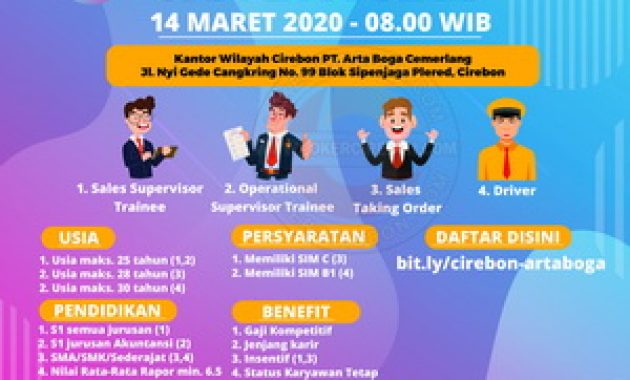 Walk In Interview PT Arta Boga Cemerlang 14 Maret 2020