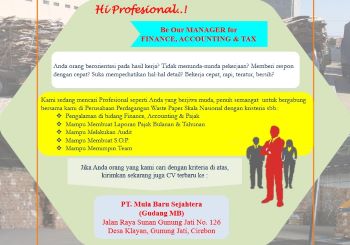 Manager for Finace, Accounting & Tax